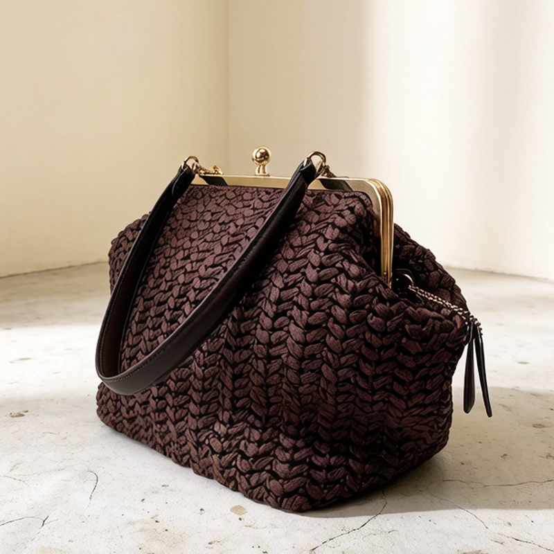 Women'S Raffia Bags - حقائب شاطئ من القش بإطار قفل