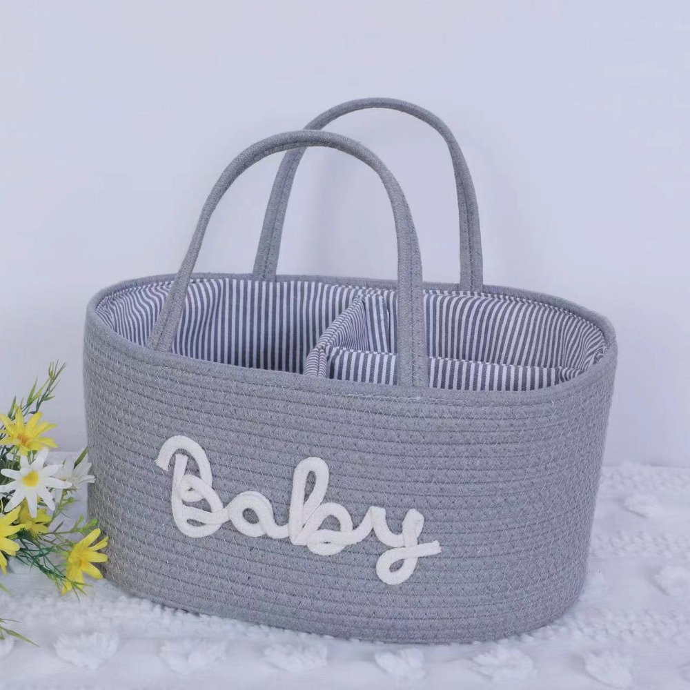 Basket Bag Wicker - منظم حفاضات متين كبير السعة، حقيبة