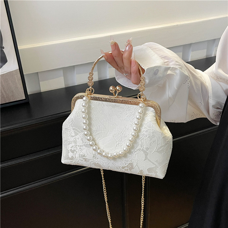 Clutch Bag Evening - خمر الكلاسيكية حقيبة الدانتيل اللؤلؤ مساء