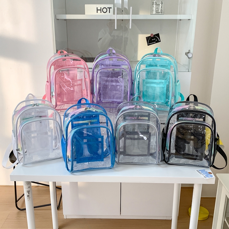 Women Bags In Sale - حقيبة ظهر شفافة من البولي فينيل