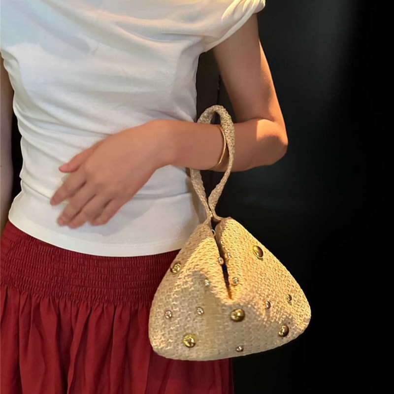 Women'S Raffia Bags - حقيبة يد نسائية مثلثة الشكل من