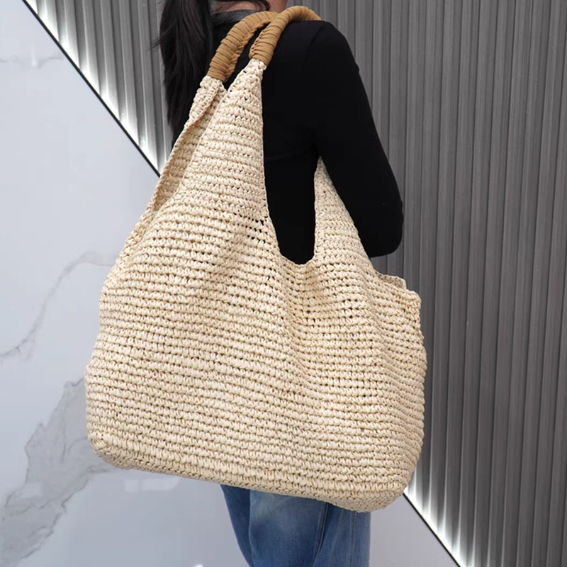 Women'S Raffia Bags - حقيبة يد نسائية كبيرة السعة مصنوعة
