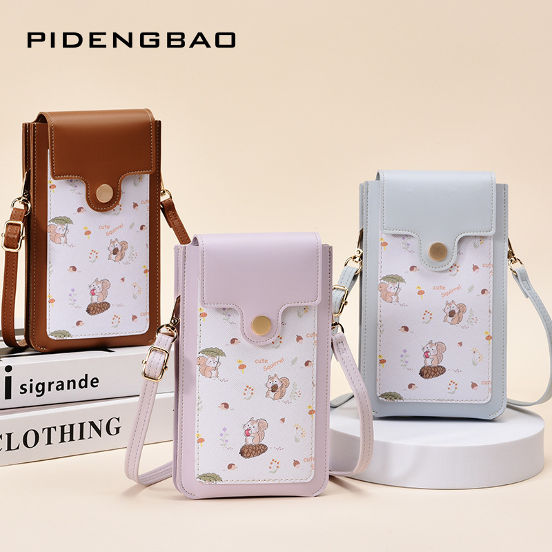 Women Bags Leather - حقيبة هاتف نسائية جديدة بتصميم سنجاب