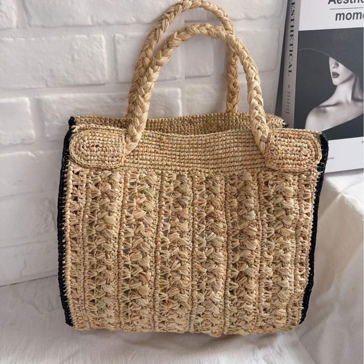 Women'S Raffia Bags - حقائب يد نسائية من القش المجوف،