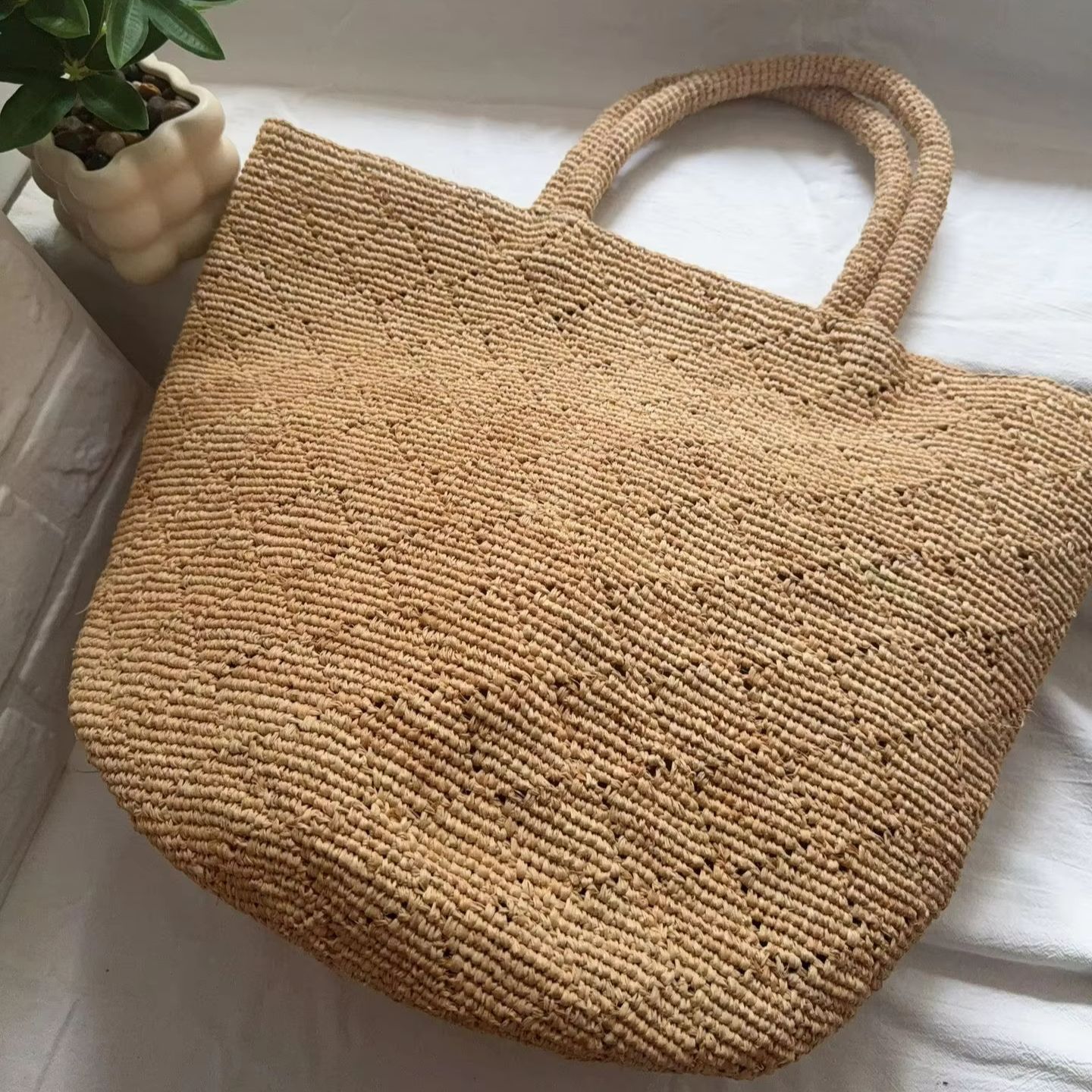 حقيبة شاطئ نسائية مربعة الشكل  - مراجعة Women'S Raffia Bags وسعره
